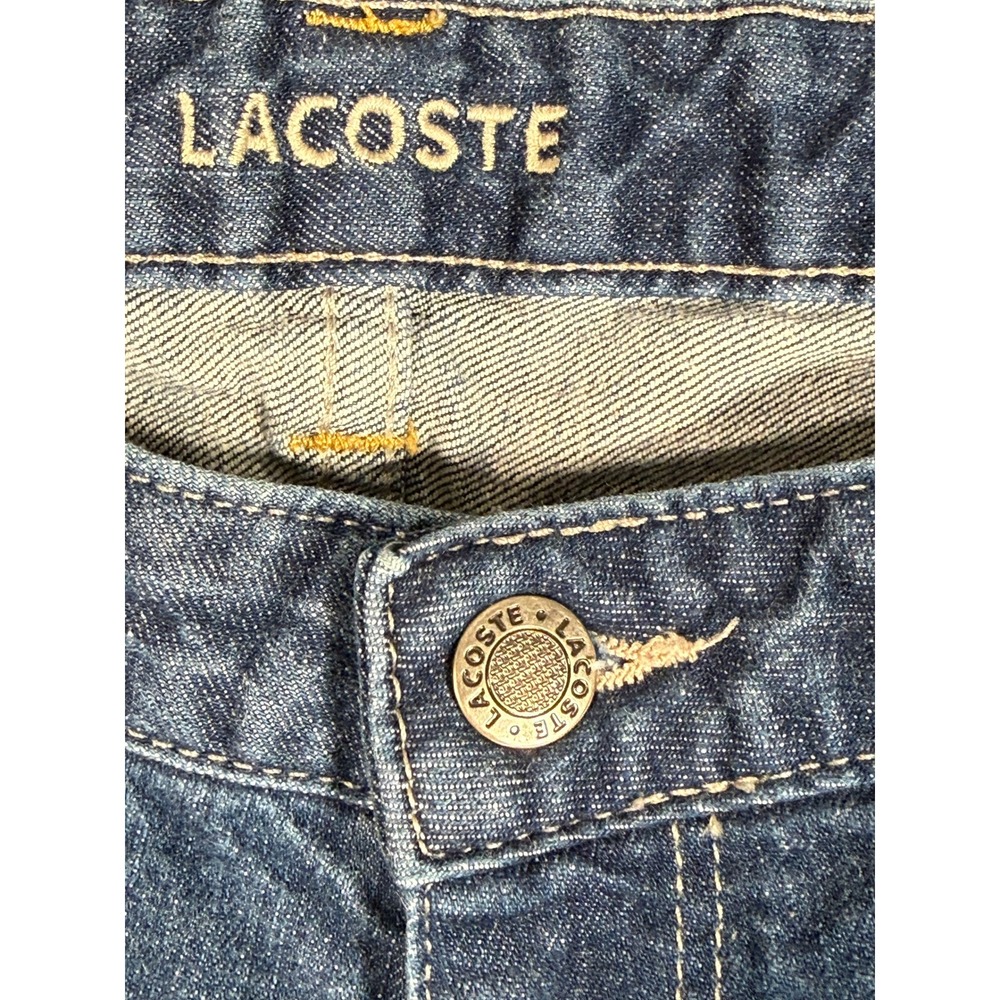 Lacoste Womens Bootcut Flare Jeans Medium Wash Croc Logo Size 32 F 4712 - Picture 2 of 10